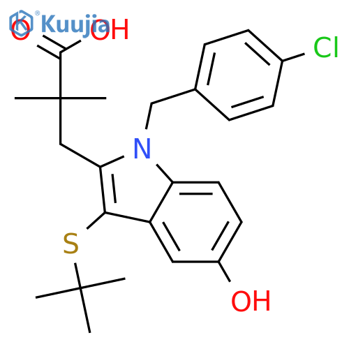 3-(3-(tert-Butylthio)-1-(4-chlorobenzyl)-5-hydroxy-1H-indol-2-yl)-2,2-dimethylpropanoic acid structure