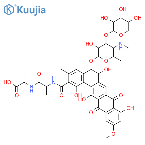 L-Alanine,N-[N-[[5-[[4,6-dideoxy-4-(methylamino)-3-O-b-D-xylopyranosyl-b-D-galactopyranosyl]oxy]-5,6,8,13-tetrahydro-1,6,9,14-tetrahydroxy-11-methoxy-3-methyl-8,13-dioxobenzo[a]naphthacen-2-yl]carbonyl]-D-alanyl]-,(5S-trans)- (9CI) structure