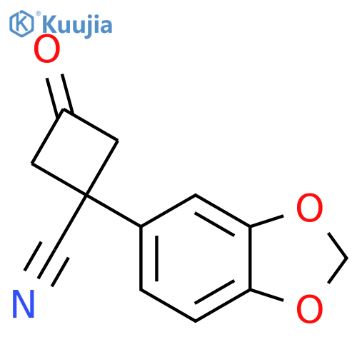 1-(1,3-dioxaindan-5-yl)-3-oxocyclobutane-1-carbonitrile structure
