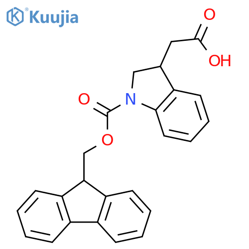 2-(1-{(9H-fluoren-9-yl)methoxycarbonyl}-2,3-dihydro-1H-indol-3-yl)acetic acid structure