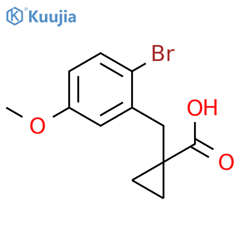 1-(2-bromo-5-methoxyphenyl)methylcyclopropane-1-carboxylic acid structure