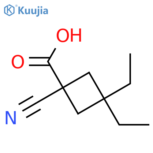Cyclobutanecarboxylic acid, 1-cyano-3,3-diethyl- structure