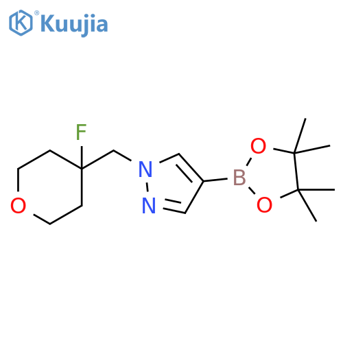 1-[(4-fluorooxan-4-yl)methyl]-4-(tetramethyl-1,3,2-dioxaborolan-2-yl)-1H-pyrazole structure