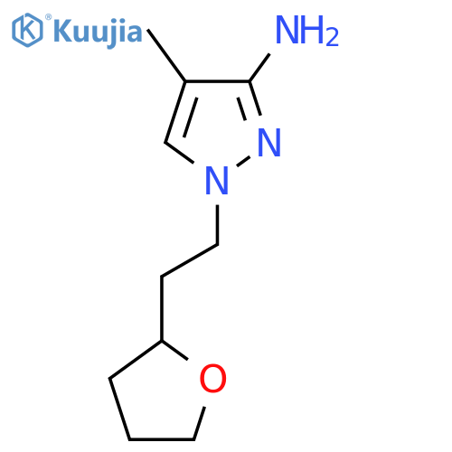 4-methyl-1-2-(oxolan-2-yl)ethyl-1H-pyrazol-3-amine structure
