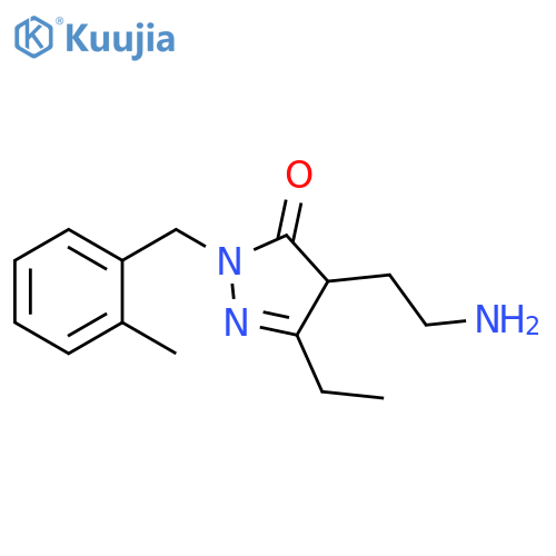 4-(2-aminoethyl)-3-ethyl-1-(2-methylphenyl)methyl-4,5-dihydro-1H-pyrazol-5-one structure
