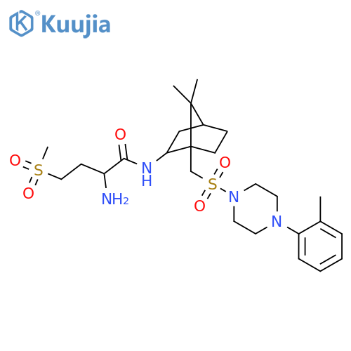 1-(((7,7-Dimethyl-2-(2-amino-4-(methylsulfonyl)butyramido)bicyclo(2.2.1)heptan-1-yl)methyl)sulfonyl)-4-(2-methylphenyl)piperazine structure