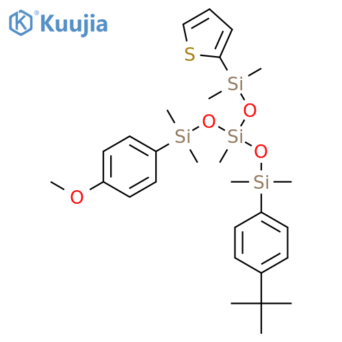 Trisiloxane, 3-[[[4-(1,1-dimethylethyl)phenyl]dimethylsilyl]oxy]-1-(4-methoxyphenyl)-1,1,3,5,5-pentamethyl-5-(2-thienyl)- structure