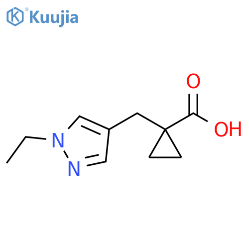 1-(1-ethyl-1H-pyrazol-4-yl)methylcyclopropane-1-carboxylic acid structure