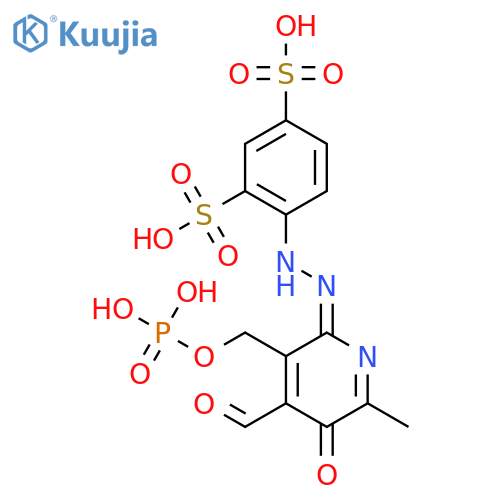 1,3-Benzenedisulfonicacid,4-[2-[4-formyl-5-hydroxy-6-methyl-3-[(phosphonooxy)methyl]-2-pyridinyl]diazenyl]- structure