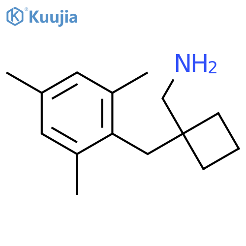 {1-(2,4,6-trimethylphenyl)methylcyclobutyl}methanamine structure
