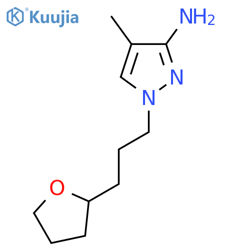 4-methyl-1-[3-(oxolan-2-yl)propyl]-1H-pyrazol-3-amine structure