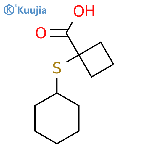 1-(Cyclohexylsulfanyl)cyclobutane-1-carboxylic acid structure