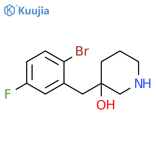 3-(2-bromo-5-fluorophenyl)methylpiperidin-3-ol structure