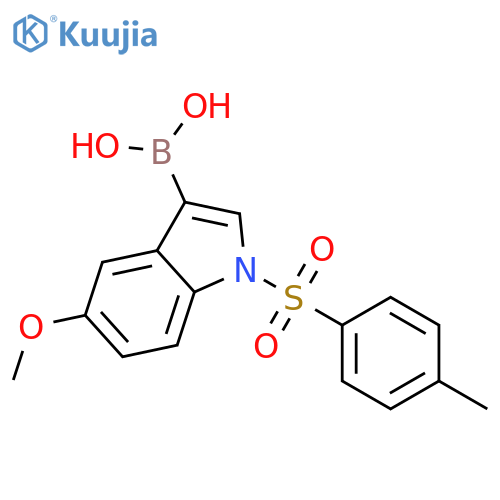 [5-methoxy-1-[(4-methylphenyl)sulfonyl]-1H-indol-3-yl]oronic acid structure
