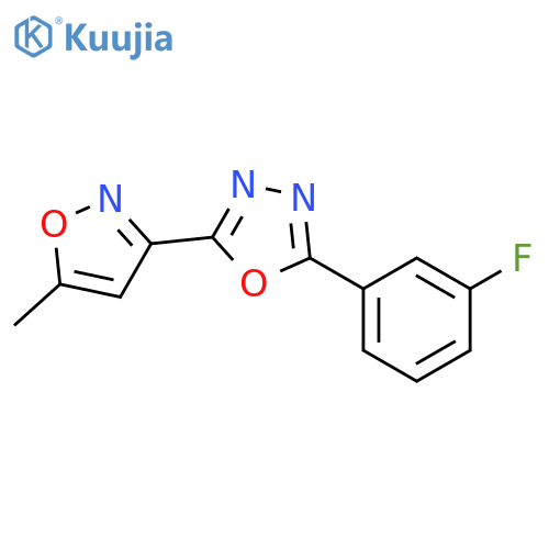 1,3,4-Oxadiazole, 2-(3-fluorophenyl)-5-(5-methyl-3-isoxazolyl)- structure