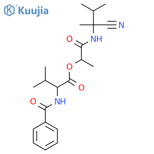 1-[(1-Cyano-1,2-dimethylpropyl)carbamoyl]ethyl 3-methyl-2-(phenylformamido)butanoate structure