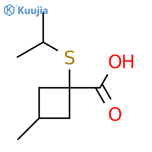 3-Methyl-1-(propan-2-ylsulfanyl)cyclobutane-1-carboxylic acid structure