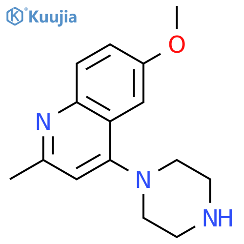 Quinoline, 6-methoxy-2-methyl-4-(1-piperazinyl)- structure