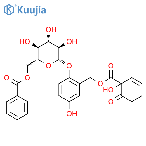 b-D-Glucopyranoside,4-hydroxy-2-[[[(1-hydroxy-6-oxo-2-cyclohexen-1-yl)carbonyl]oxy]methyl]phenyl,6-benzoate structure