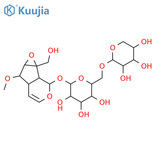 b-D-Glucopyranoside,(1aS,1bS,2S,5aR,6S,6aS)-1a,1b,2,5a,6,6a-hexahydro-1a-(hydroxymethyl)-6-methoxyoxireno[4,5]cyclopenta[1,2-c]pyran-2-yl6-O-b-D-xylopyranosyl- (9CI) structure