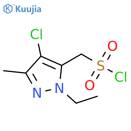 (4-chloro-1-ethyl-3-methyl-1H-pyrazol-5-yl)methanesulfonyl chloride structure