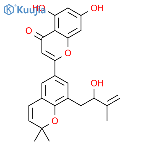 5,7-dihydroxy-2-(8-(2-hydroxy-3-methylbut-3-enyl)-2,2-dimethyl-2H-chromen-6-yl)-4H-chromen-4-one structure