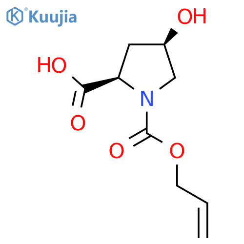 (2R,4R)-1-allyloxycarbonyl-4-hydroxy-2-pyrrolidinecarboxylic acid structure