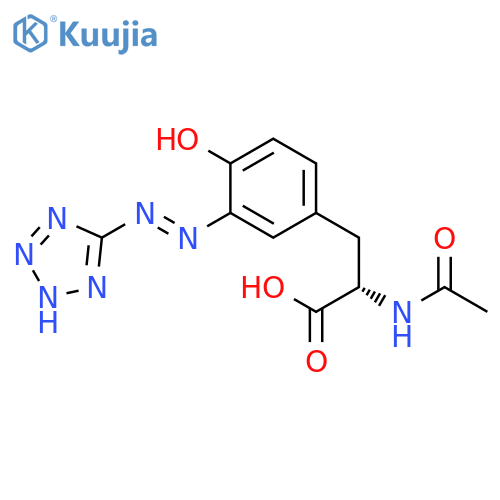 N-Acetyl-3-{4-oxo-3-[2-(2H-tetrazol-5-yl)hydrazinylidene]cyclohexa-1,5-dien-1-yl}-L-alanine structure