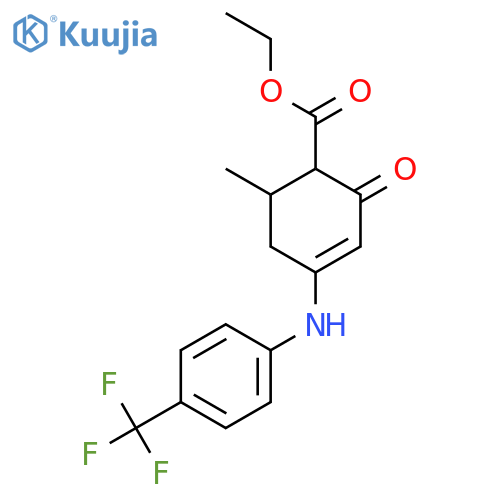 3-Cyclohexene-1-carboxylicacid, 6-methyl-2-oxo-4-[[4-(trifluoromethyl)phenyl]amino]-, ethyl ester structure