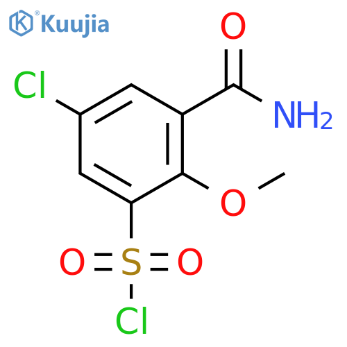 3-carbamoyl-5-chloro-2-methoxybenzene-1-sulfonyl chloride structure