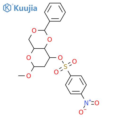 Methyl 2-deoxy-arabino-hexopyranoside; α-D-form, 4,6-O-Benzylidene, 3-p-nitrobenzenesulfonyl structure