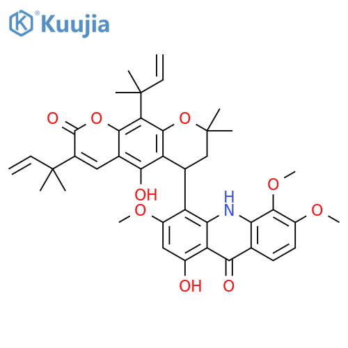 9(10H)-Acridinone,4-[3,10-bis(1,1-dimethyl-2-propenyl)-7,8-dihydro-5-hydroxy-8,8-dimethyl-2-oxo-2H,6H-benzo[1,2-b:5,4-b']dipyran-6-yl]-1-hydroxy-3,5,6-trimethoxy-(9CI) structure