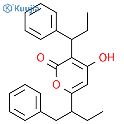 2H-Pyran-2-one,4-hydroxy-6-[1-(phenylmethyl)propyl]-3-(1-phenylpropyl)- structure
