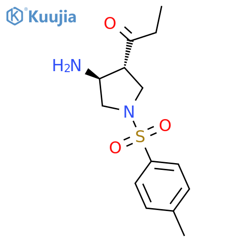 3-PYRROLIDINAMINE, 1-[(4-METHYLPHENYL)SULFONYL]-4-(1-OXOPROPYL)-, TRANS- structure