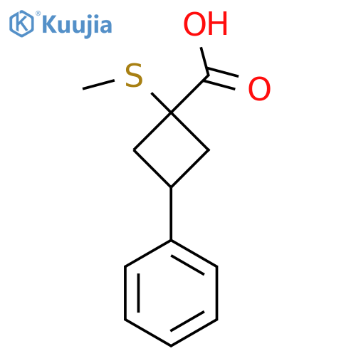 1-(Methylsulfanyl)-3-phenylcyclobutane-1-carboxylic acid structure