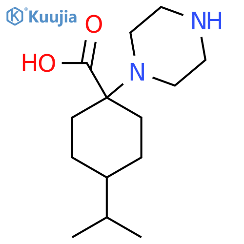 1-(Piperazin-1-yl)-4-(propan-2-yl)cyclohexane-1-carboxylic acid structure