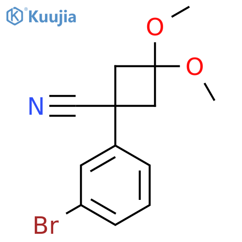 1-(3-Bromophenyl)-3,3-dimethoxycyclobutane-1-carbonitrile structure