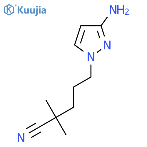 5-(3-amino-1H-pyrazol-1-yl)-2,2-dimethylpentanenitrile structure