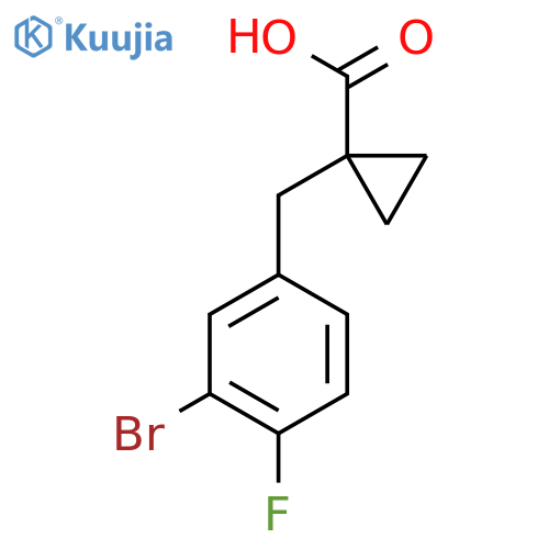 1-(3-bromo-4-fluorophenyl)methylcyclopropane-1-carboxylic acid structure