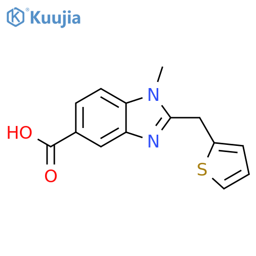 1-methyl-2-(thiophen-2-ylmethyl)-1H-1,3-benzodiazole-5-carboxylic acid structure