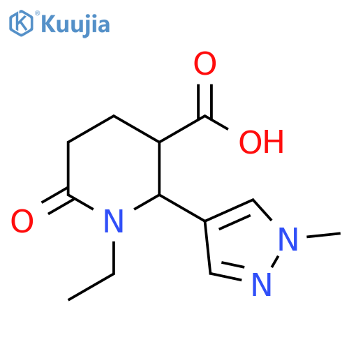 1-ethyl-2-(1-methyl-1H-pyrazol-4-yl)-6-oxopiperidine-3-carboxylic acid structure