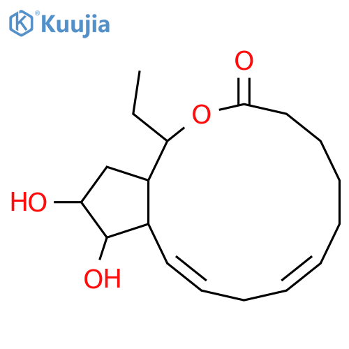 Cyclopent[c]oxacyclotetradecin-3(1H)-one,1-ethyl-4,5,6,7,10,12a,13,14,15,15a-decahydro-13,14-dihydroxy-,(1S,8Z,11Z,12aS,13R,14R,15aR)- structure
