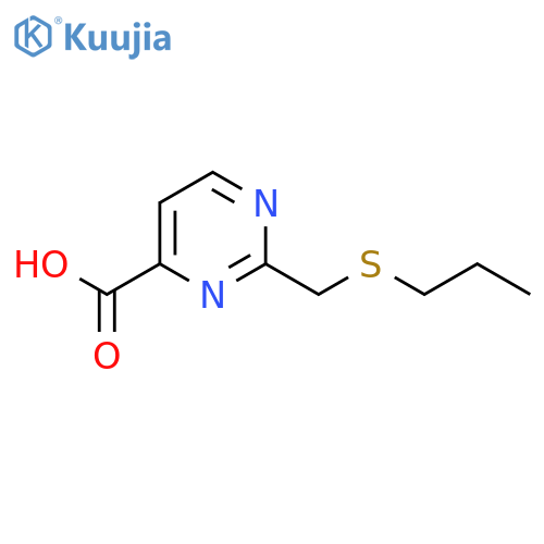 2-(Propylsulfanylmethyl)pyrimidine-4-carboxylic acid structure