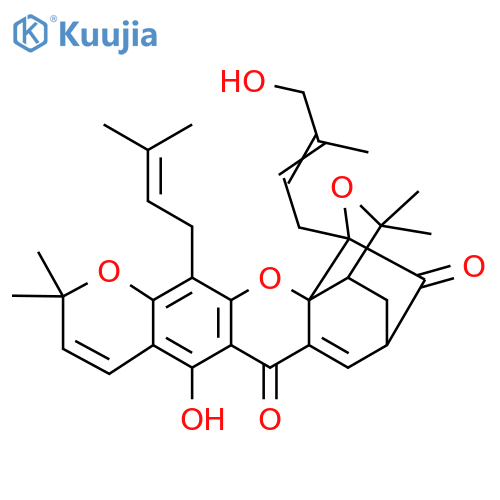12-Hydroxy-19-(4-hydroxy-3-methylbut-2-enyl)-8,8,21,21-tetramethyl-5-(3-methylbut-2-enyl)-3,7,20-trioxahexacyclo[15.4.1.02,15.02,19.04,13.06,11]docosa-4(13),5,9,11,15-pentaene-14,18-dione structure