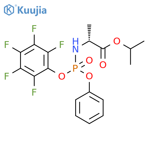 (2R)-isopropyl 2-(((perfluorophenoxy)(phenoxy)phosphoryl)amino)propanoate structure