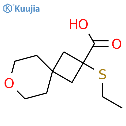 2-(ethylsulfanyl)-7-oxaspiro3.5nonane-2-carboxylic acid structure