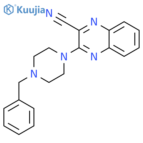 2-Quinoxalinecarbonitrile, 3-[4-(phenylmethyl)-1-piperazinyl]- structure