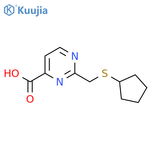 2-(Cyclopentylsulfanylmethyl)pyrimidine-4-carboxylic acid structure