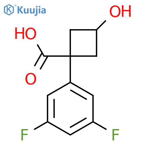 (1S,3s)-1-(3,5-difluorophenyl)-3-hydroxycyclobutane-1-carboxylic acid structure