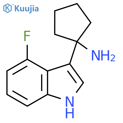 1-(4-fluoro-1H-indol-3-yl)cyclopentan-1-amine structure